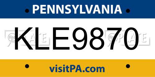 KLE9870 Pennsylvania License Plate