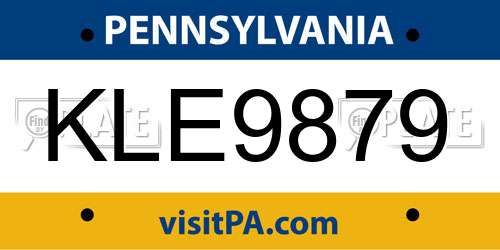 KLE9879 Pennsylvania License Plate