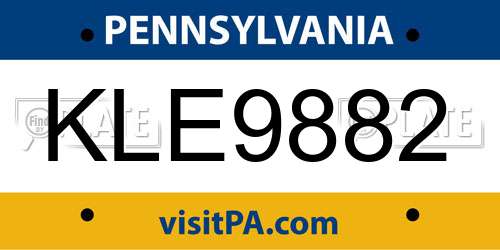 KLE9882 Pennsylvania License Plate