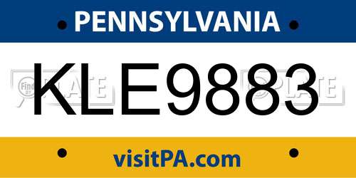 KLE9883 Pennsylvania License Plate