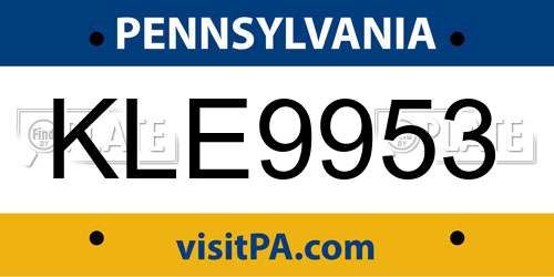 KLE9953 Pennsylvania License Plate