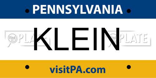 KLEIN Pennsylvania License Plate