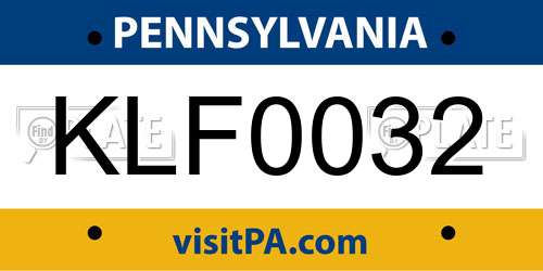 KLF0032 Pennsylvania License Plate