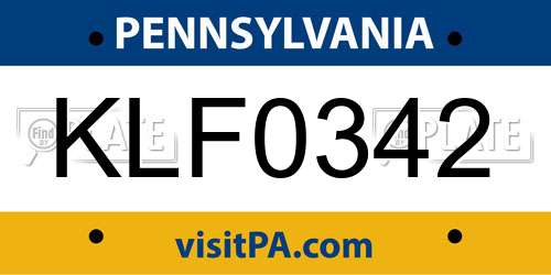 KLF0342 Pennsylvania License Plate