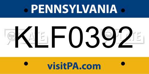KLF0392 Pennsylvania License Plate