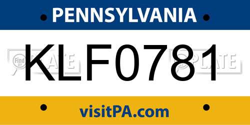 KLF0781 Pennsylvania License Plate