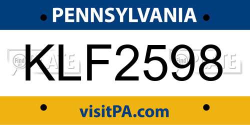 KLF2598 Pennsylvania License Plate