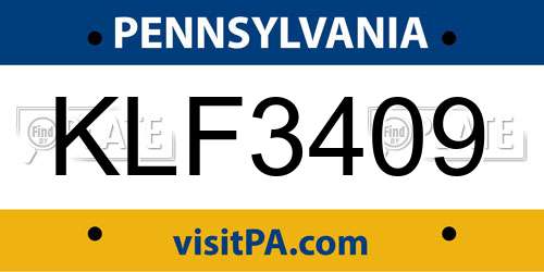 KLF3409 Pennsylvania License Plate