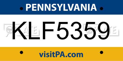 KLF5359 Pennsylvania License Plate