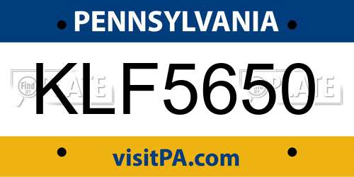 KLF5650 Pennsylvania License Plate