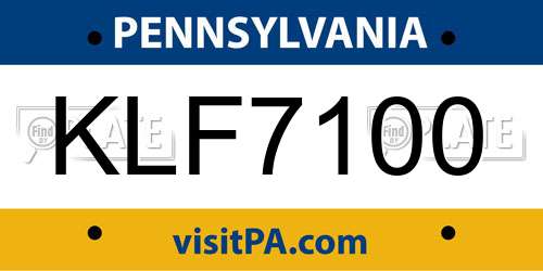 KLF7100 Pennsylvania License Plate