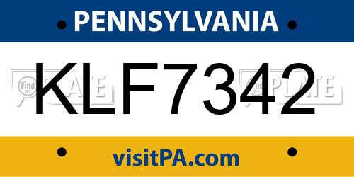 KLF7342 Pennsylvania License Plate