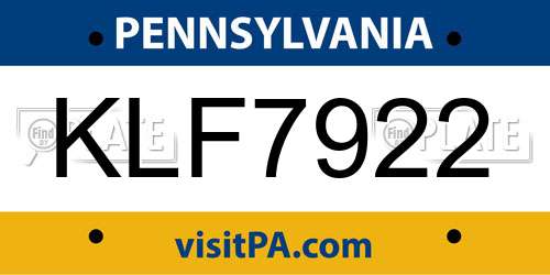 KLF7922 Pennsylvania License Plate