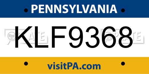 KLF9368 Pennsylvania License Plate