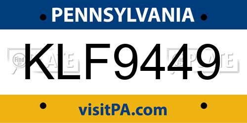 KLF9449 Pennsylvania License Plate
