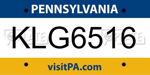 KLG6516 Pennsylvania License Plate
