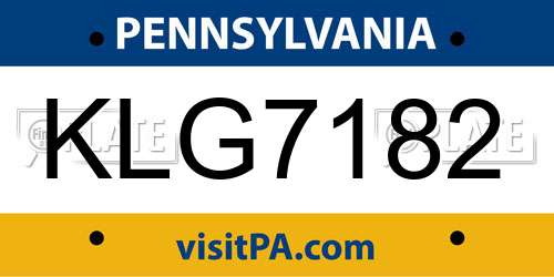 KLG7182 Pennsylvania License Plate