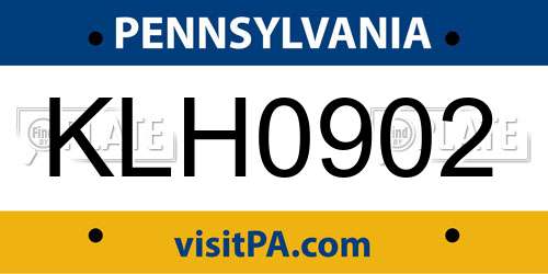 KLH0902 Pennsylvania License Plate