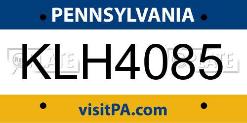 KLH4085 Pennsylvania License Plate
