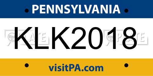 KLK2018 Pennsylvania License Plate
