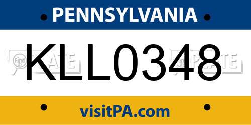 KLL0348 Pennsylvania License Plate