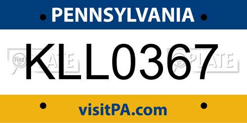 KLL0367 Pennsylvania License Plate