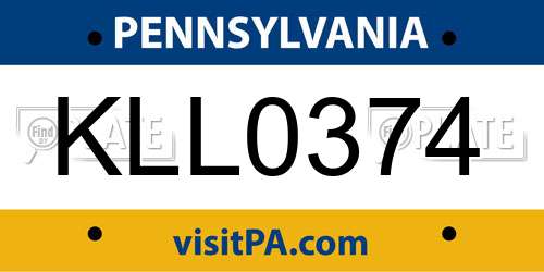 KLL0374 Pennsylvania License Plate