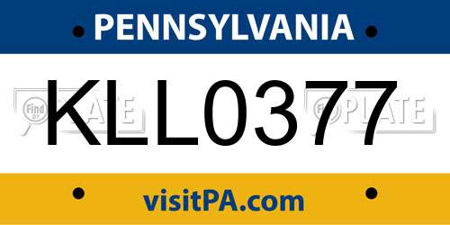 KLL0377 Pennsylvania License Plate