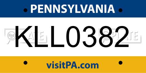 KLL0382 Pennsylvania License Plate