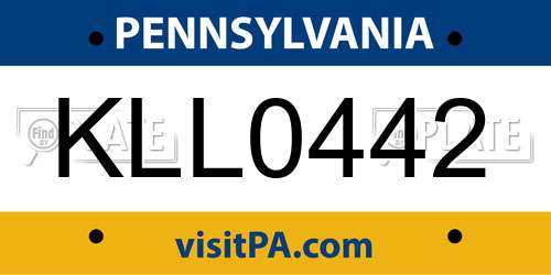 KLL0442 Pennsylvania License Plate