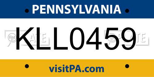 KLL0459 Pennsylvania License Plate