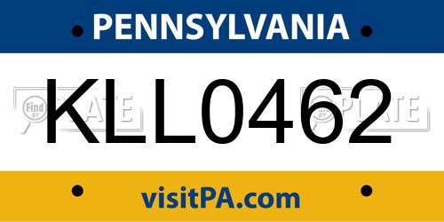 KLL0462 Pennsylvania License Plate