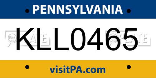 KLL0465 Pennsylvania License Plate