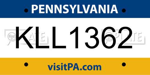 KLL1362 Pennsylvania License Plate