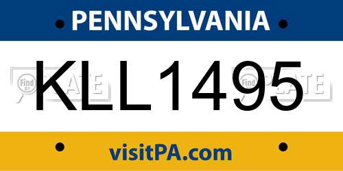 KLL1495 Pennsylvania License Plate