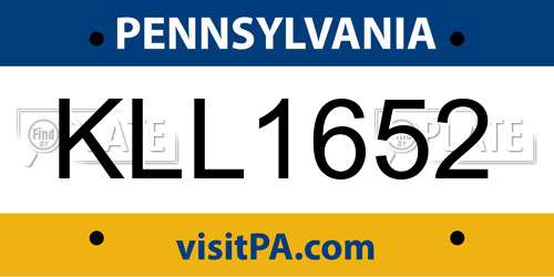 KLL1652 Pennsylvania License Plate