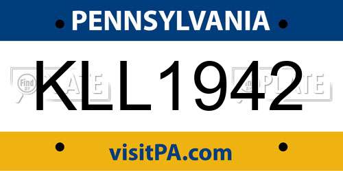 KLL1942 Pennsylvania License Plate