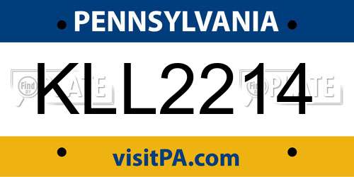 KLL2214 Pennsylvania License Plate