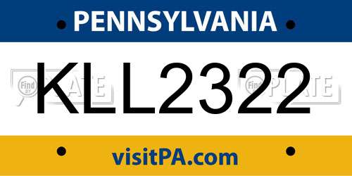 KLL2322 Pennsylvania License Plate