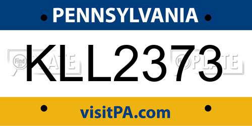 KLL2373 Pennsylvania License Plate