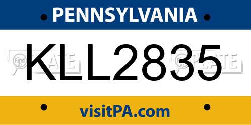 KLL2835 Pennsylvania License Plate
