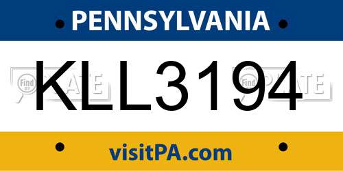KLL3194 Pennsylvania License Plate