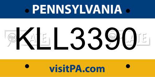 KLL3390 Pennsylvania License Plate