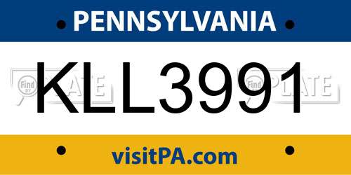 KLL3991 Pennsylvania License Plate