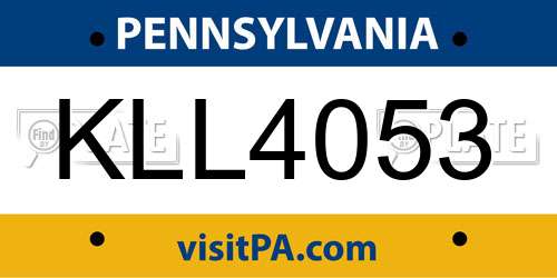 KLL4053 Pennsylvania License Plate