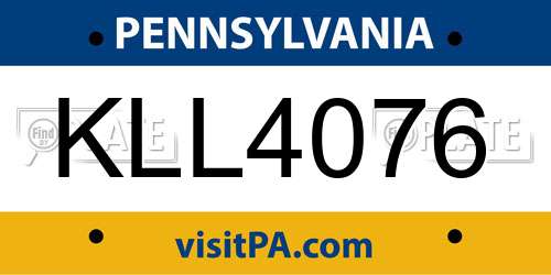 KLL4076 Pennsylvania License Plate