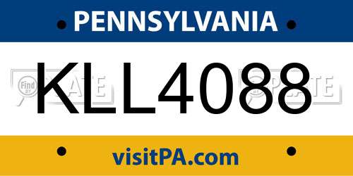 KLL4088 Pennsylvania License Plate