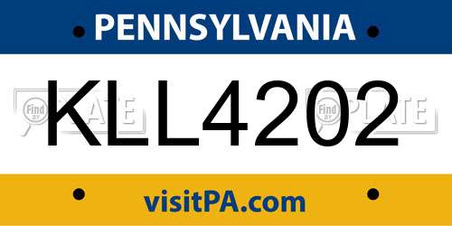 KLL4202 Pennsylvania License Plate
