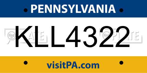 KLL4322 Pennsylvania License Plate