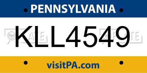 KLL4549 Pennsylvania License Plate